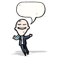 cartoon floating big head businessman