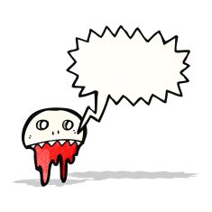 cartoon graffiti style skull with speech bubble N2