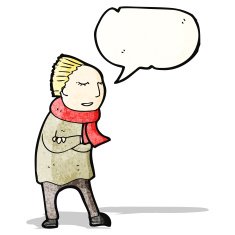 cartoon person wrapped up for winter