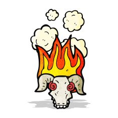 flaming ram skull cartoon