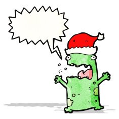 cartoon shouting christmas frog