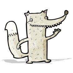 cartoon wolf waving