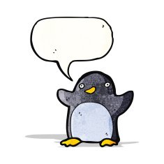 cartoon penguin with speech bubble N33
