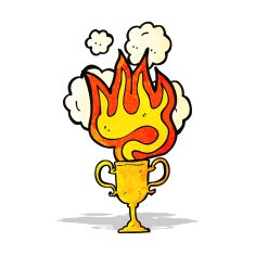 flaming trophy cartoon cup