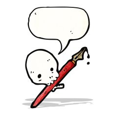 skull with art supplies cartoon N2