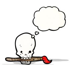 cartoon skull with paint brush N2
