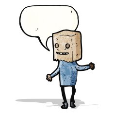 ugly man with bag on head