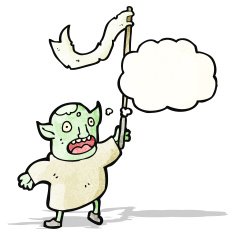 cartoon goblin waving flag N2