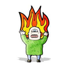 flaming monster man cartoon