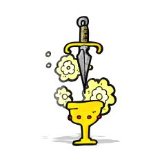 cartoon cup and dagger symbol