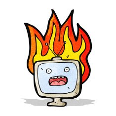 burning tv set cartoon