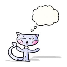 cartoon cat with thought bubble N85