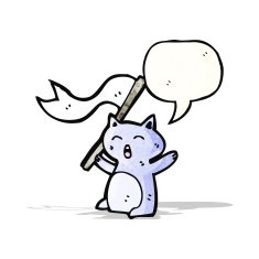 funny cartoon cat waving flag