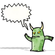 cartoon monster with speech bubble N64