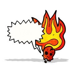 Cartoon Flaming Skull N22