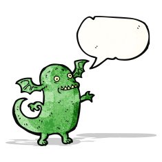 cartoon monster with speech bubble N66