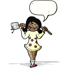 cartoon farmer girl with spade