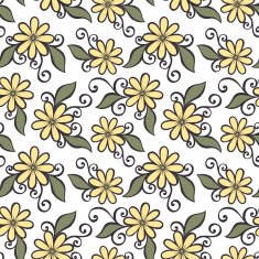 Seamless Floral Pattern (Vector) Hand Drawn Texture N23