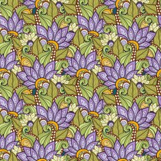 Seamless Floral Pattern (Vector) Hand Drawn Texture N26