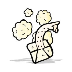 pointing arm in letter cartoon