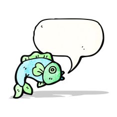 cartoon fish with speech bubble N114