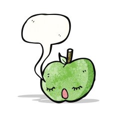 cartoon apple with speech bubble N40