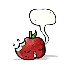 cartoon apple with speech bubble N41