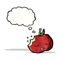 cartoon apple with thought bubble N41