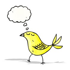 cartoon bird with thought bubble N305