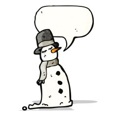 cartoon snowman with speech bubble N4
