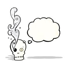 cartoon skull with thought bubble N51