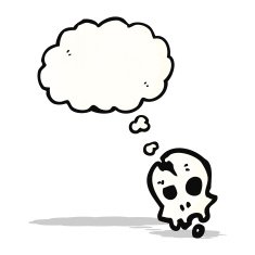 cartoon skull with thought bubble N52