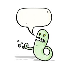 cartoon ghost with speech bubble N29