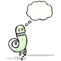 cartoon ghost with thought bubble N23