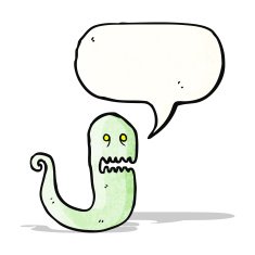 cartoon ghost with speech bubble N33