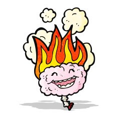 cartoon flaming brain
