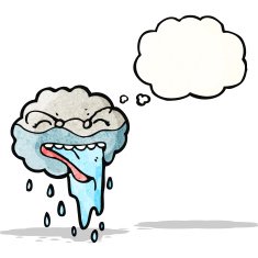 Cartoon Raincloud With Thought Bubble N7