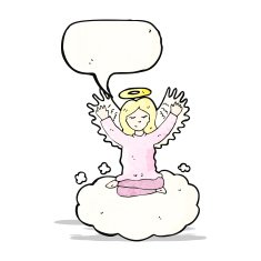 cartoon angel with speech bubble N6