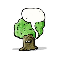 cartoon tree with speech bubble N6