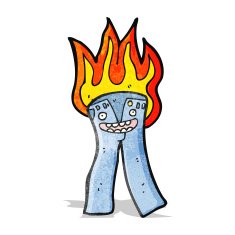 cartoon burning jeans