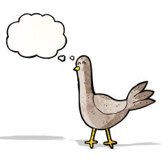 cartoon bird with thought bubble N307