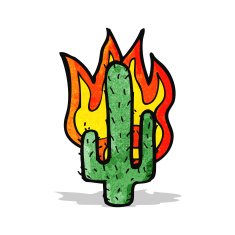 flaming cactus cartoon