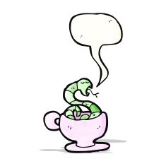 cartoon snake in teacup
