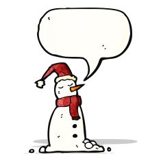 cartoon snowman with speech bubble N5
