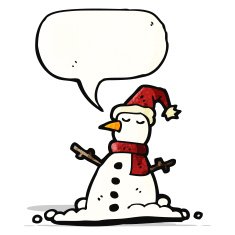 cartoon snowman with speech bubble N7