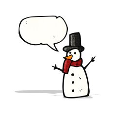 cartoon snowman with speech bubble N9