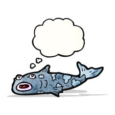 cartoon fish with thought bubble N108