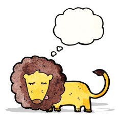 lion with thought bubble cartoon