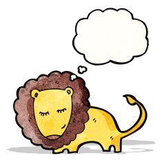 lion with thought bubble cartoon N2