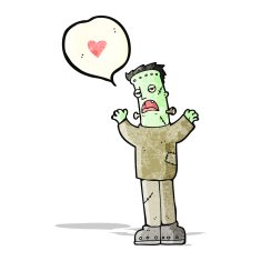 cartoon frankenstein's monster in love
